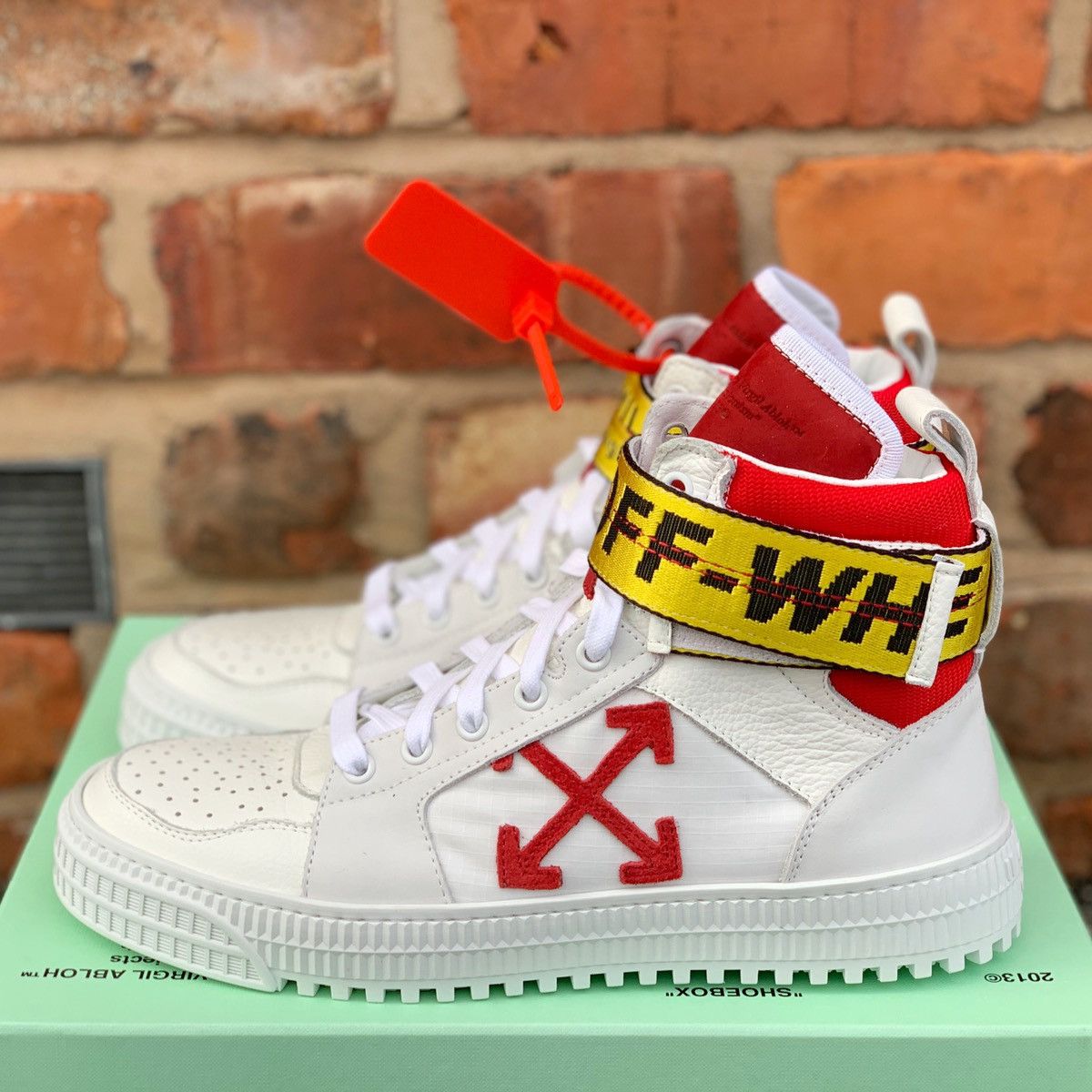 Off white industrial belt high top sneaker online