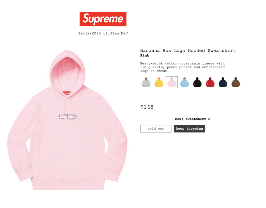 Supreme bandana box logo hooded store sweatshirt pink