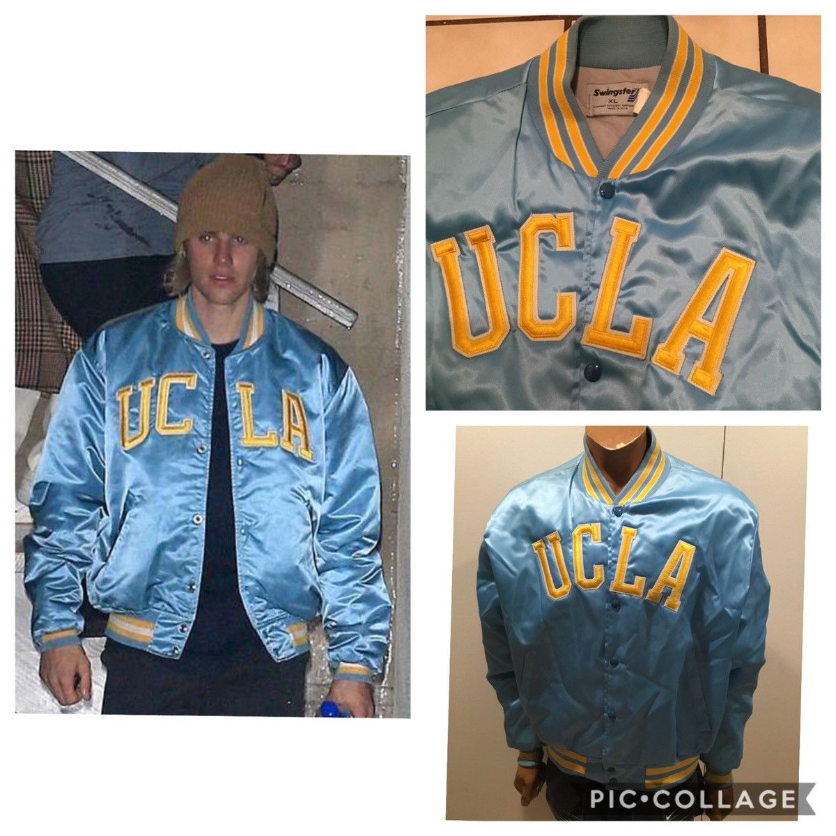 VTG 80s Swingster UCLA Bruins Satin Varsity Bieber Jacket