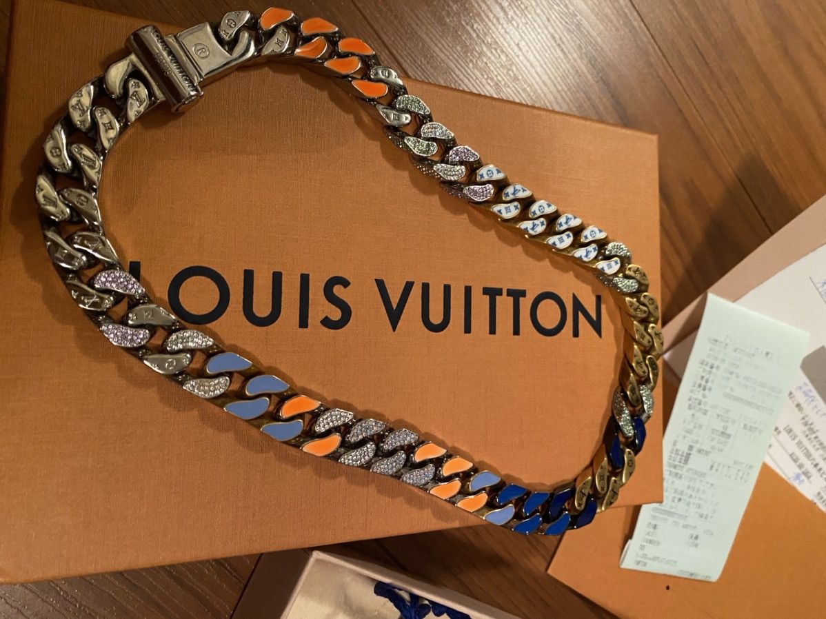 AUTHENTIC LOUIS VUITTON Chain Link Patches Necklace Virgil Rare W/ Receipt  $4,499.99 - PicClick