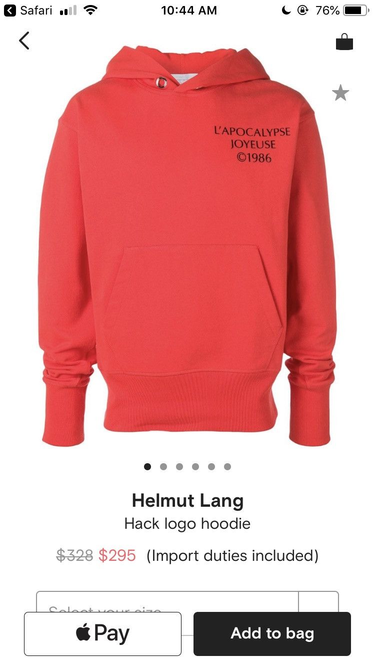 Helmut Lang red logo hack hoodie Grailed