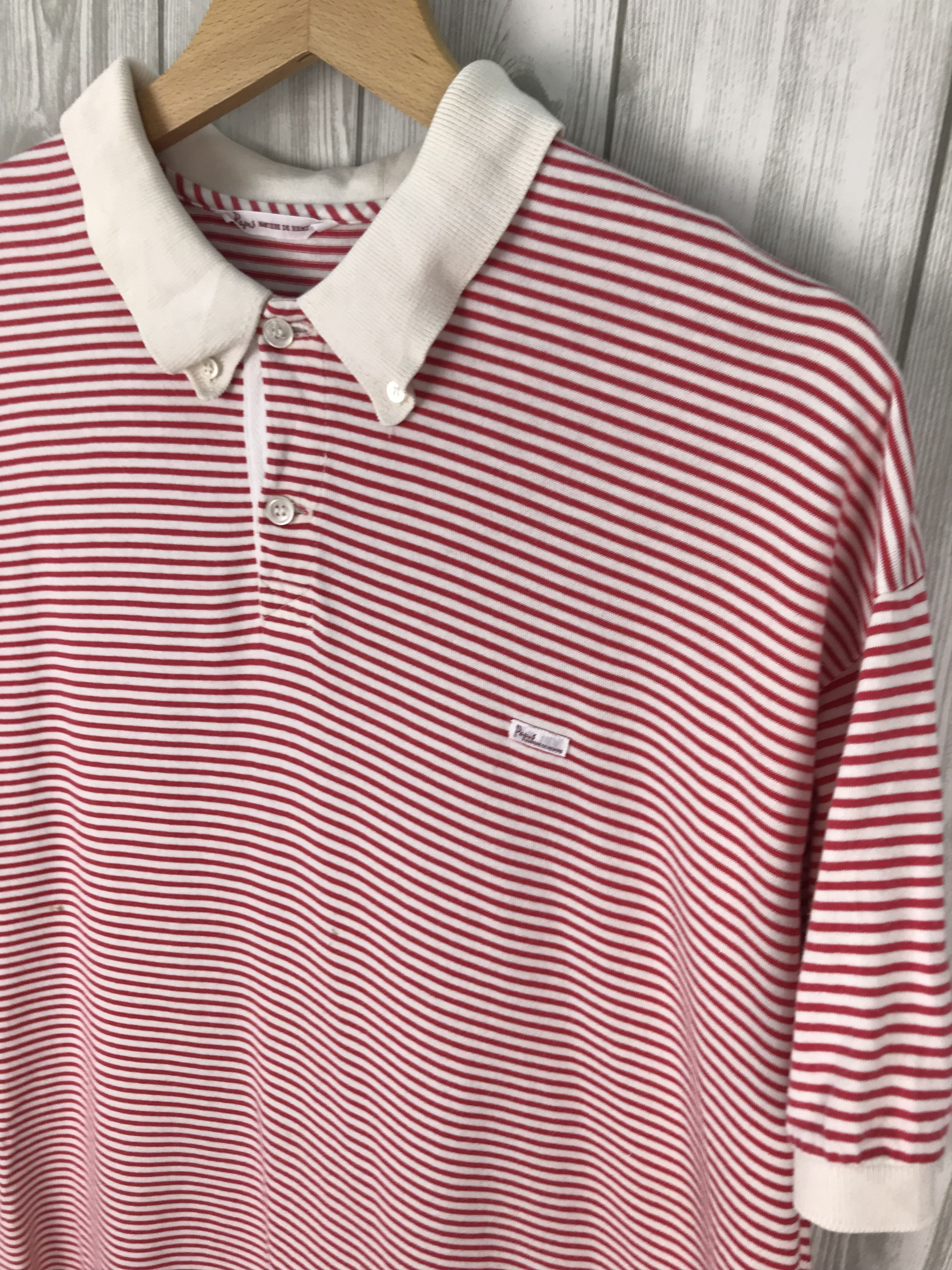 Mademoiselle Non Non Japanese Brand PAPAS Striped White Red Polo Shirt Size US M / EU 48-50 / 2 - 2 Thumbnail