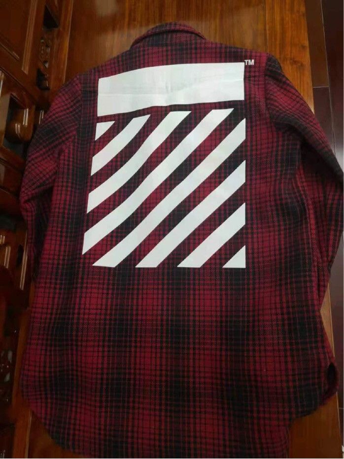 Off white logo printed red check shirt