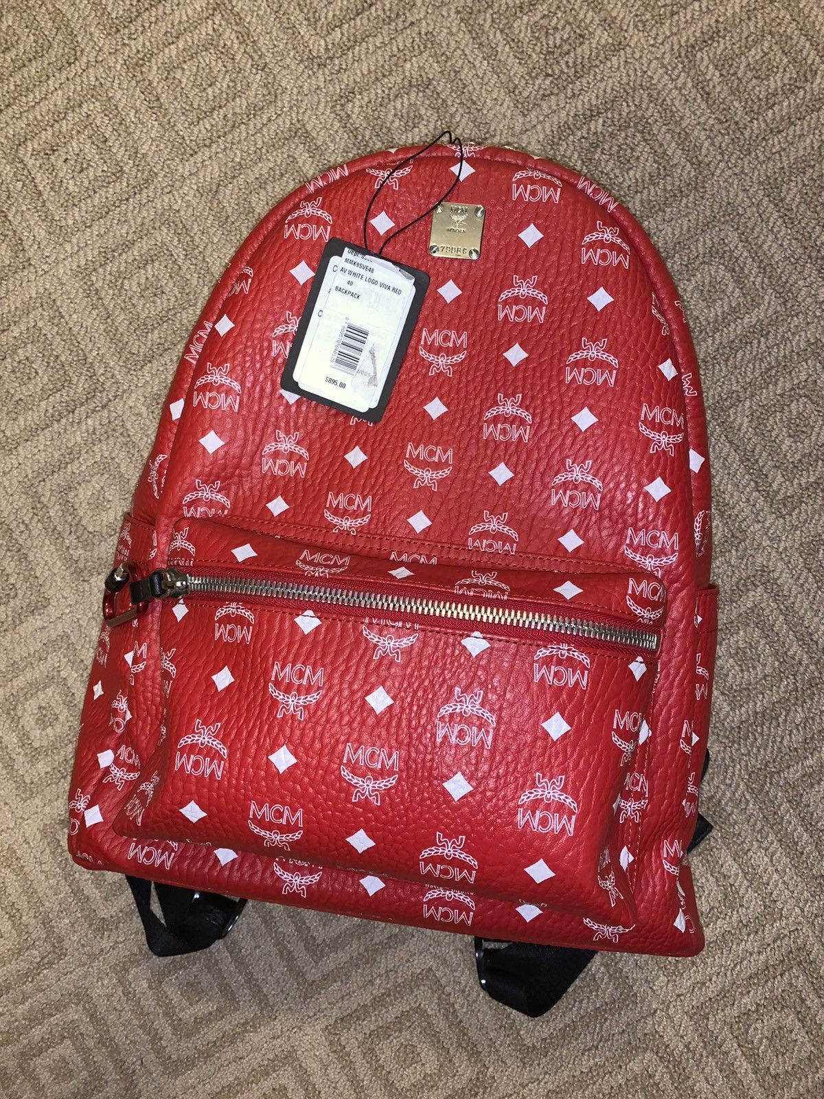 MCM Red/White Medium Mcm Backpack | Grailed