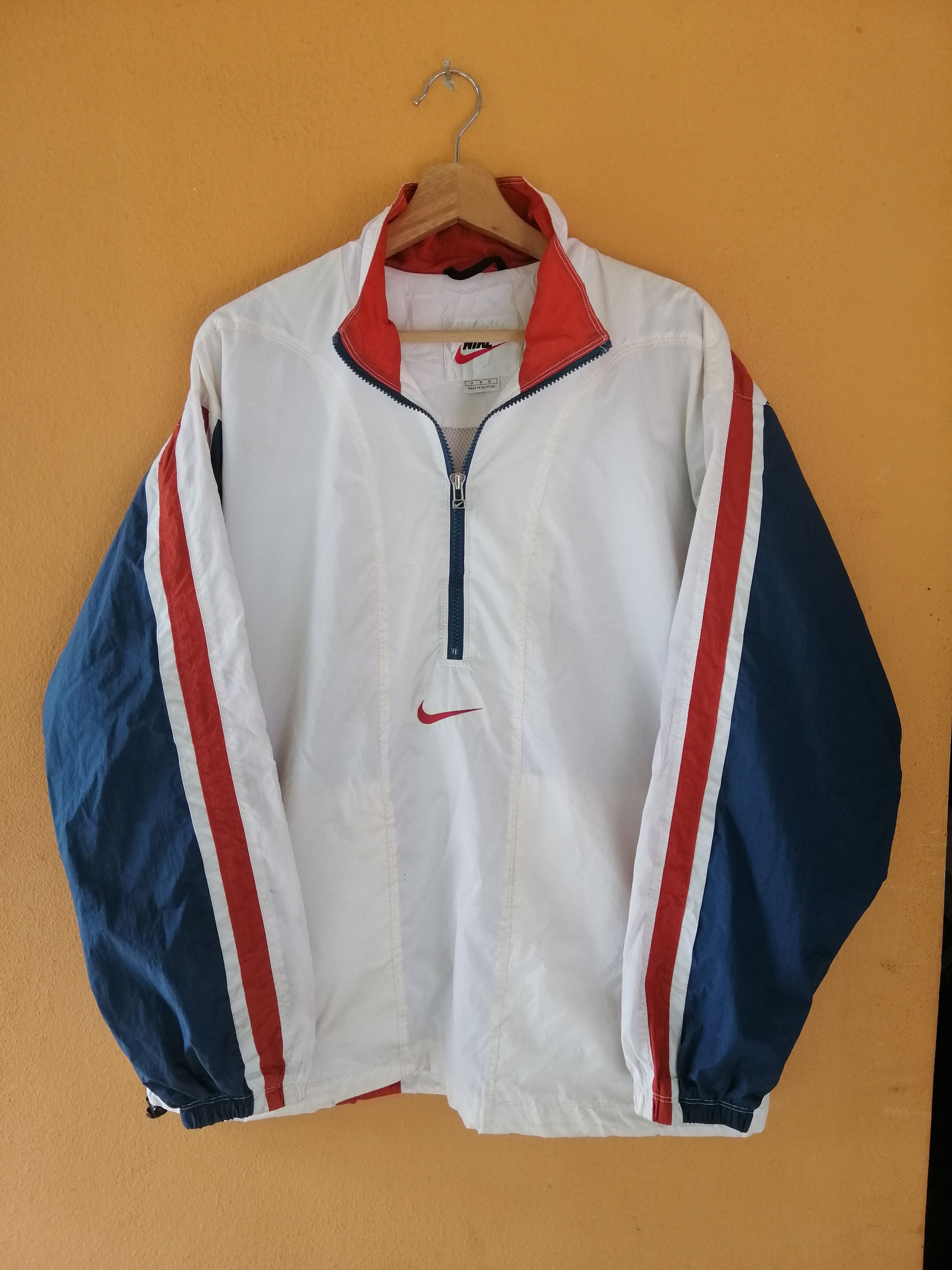 Nike × Vintage Vintage 90s Nike Multicolour Half Zipper Jacket Nice Design Size US L / EU 52-54 / 3 - 1 Thumbnail