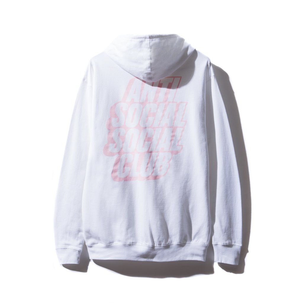 Anti Social Social Club Blocked Logo White Pink Hoodie ASSC