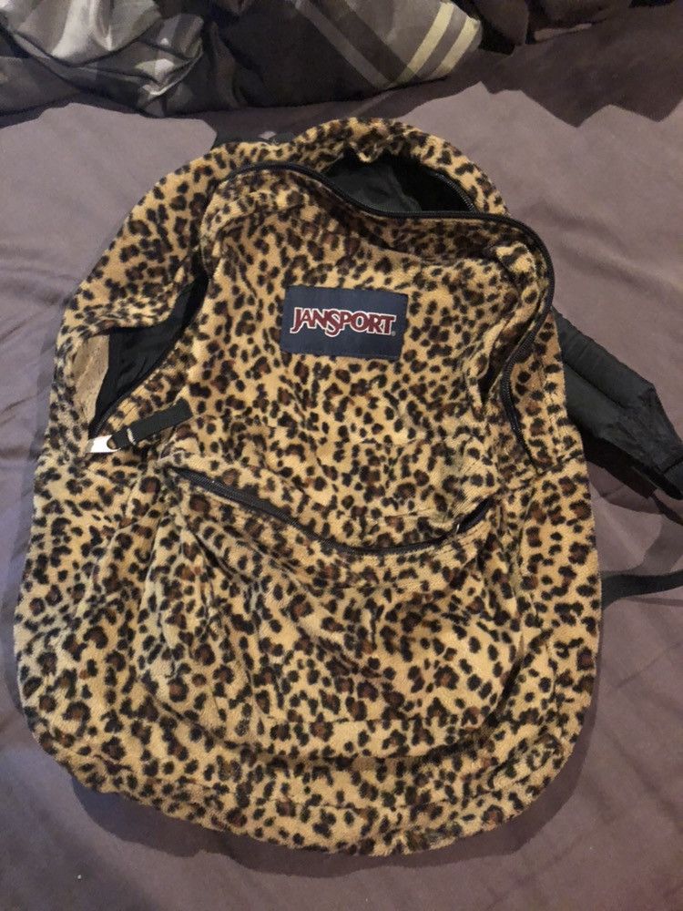 jansport animal backpack Leopard Rose Half Pint FX Mini a small front pocket Fuzzy Leopard Print Jansport Backpack