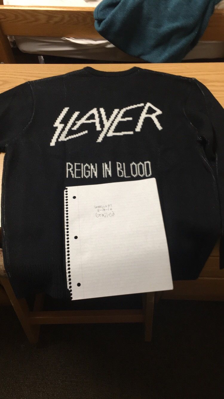 Slayer × Supreme Suprem/Slayer Reign In blood Black Sweater | Grailed