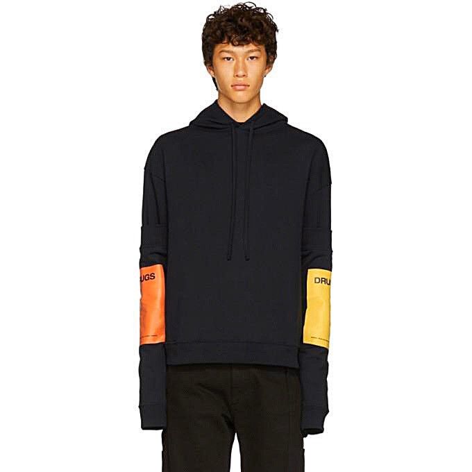 Raf Simons DRUGS hoodie with DETACHABLE sleeves | Grailed