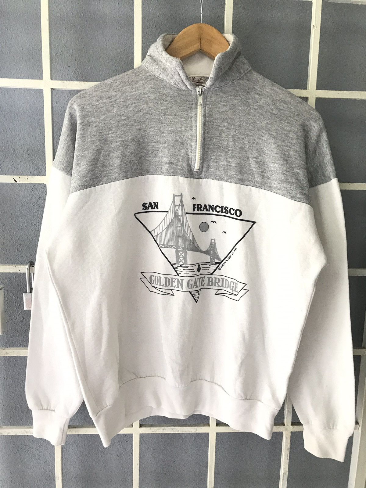 NEEDGONETODAY❗ Vintage 80s San Francisco Bridge Half Zip