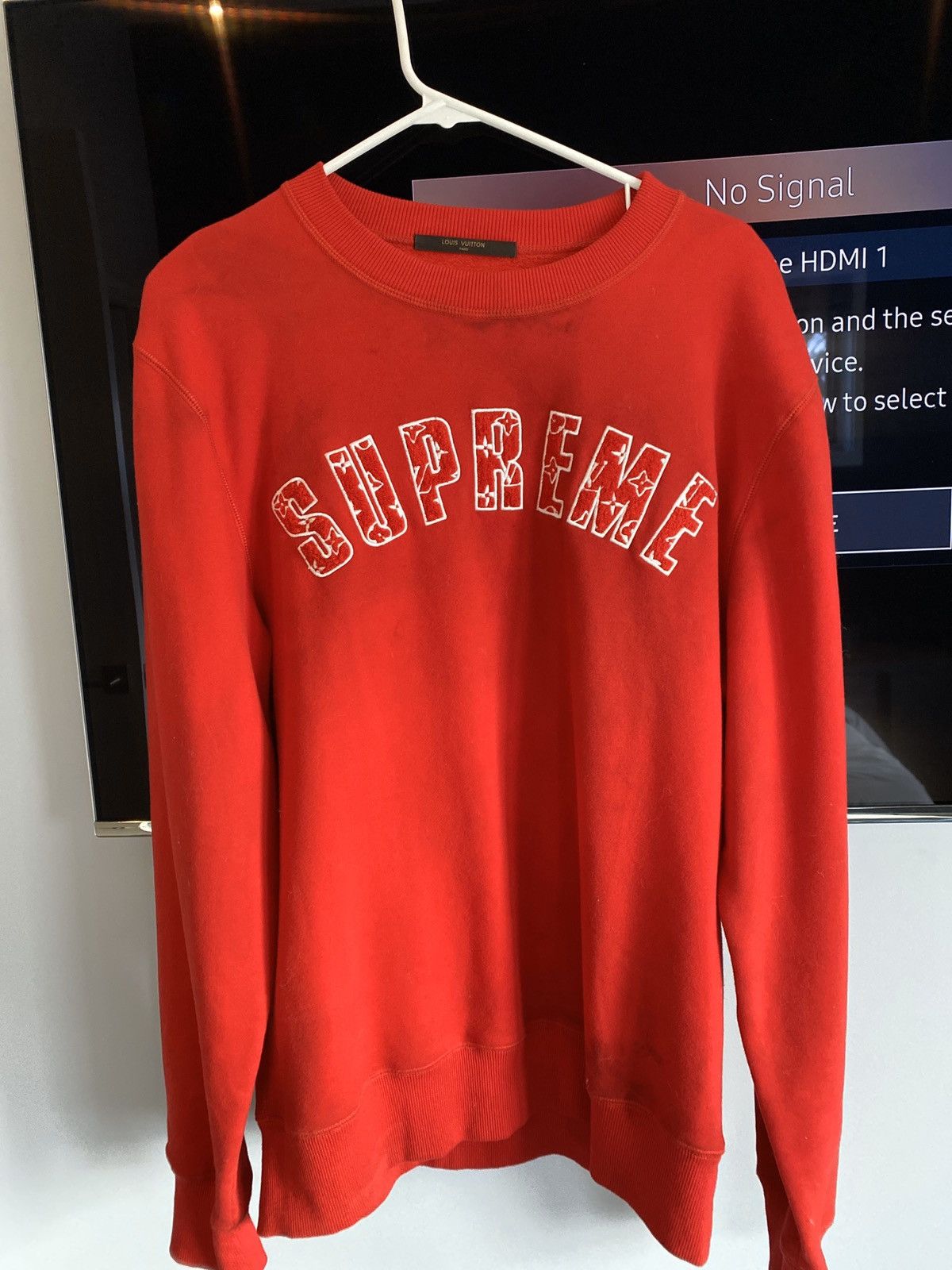 Louis Vuitton Supreme Arc Logo Red White Embroidered Pullvoer Sweatshirt –  THE-ECHELON