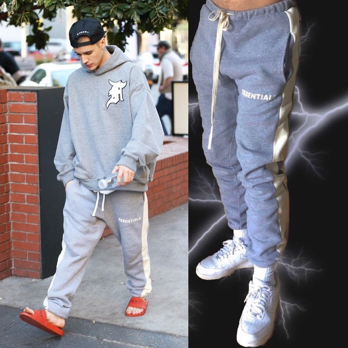 Fear of God M Grey Fear of God Essential Side Stripe Sweatpants