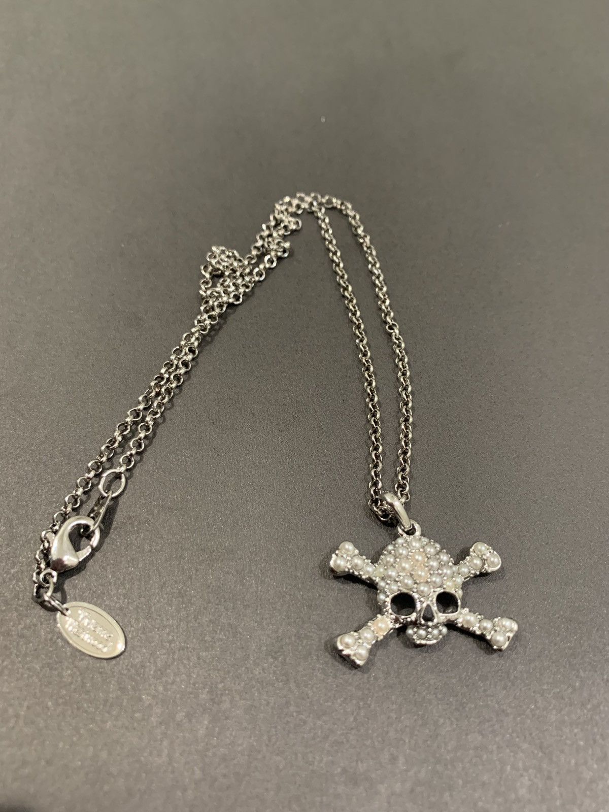 Vivienne Westwood Necklace Double Chain Skull Orb Silver