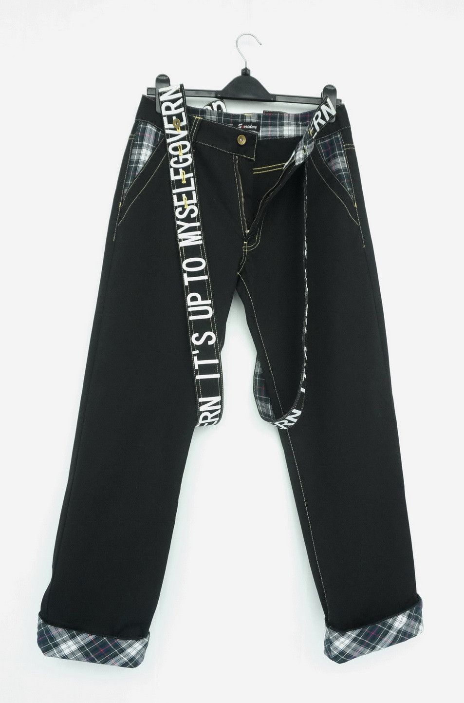 Japanese Brand SORRIDERE Detachable Spell Out Suspender Black Pants Size US 30 / EU 46 - 1 Thumbnail