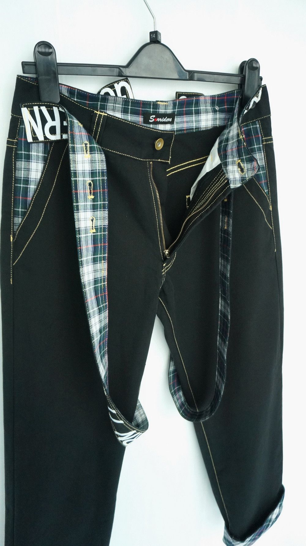 Japanese Brand SORRIDERE Detachable Spell Out Suspender Black Pants Size US 30 / EU 46 - 6 Thumbnail
