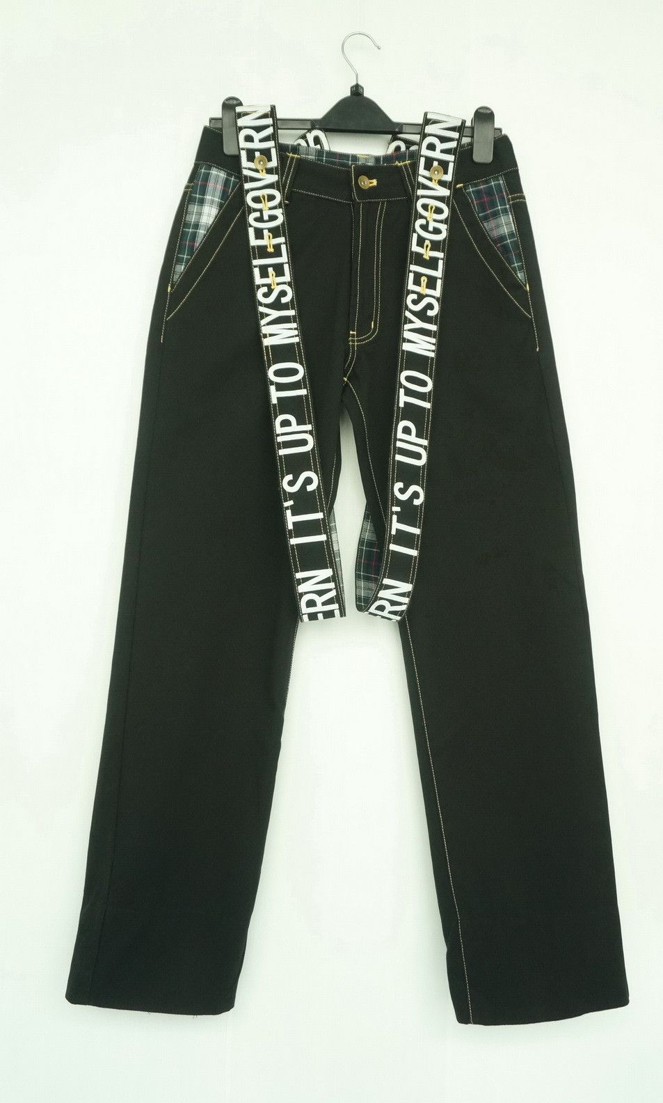 Japanese Brand SORRIDERE Detachable Spell Out Suspender Black Pants Size US 30 / EU 46 - 4 Thumbnail