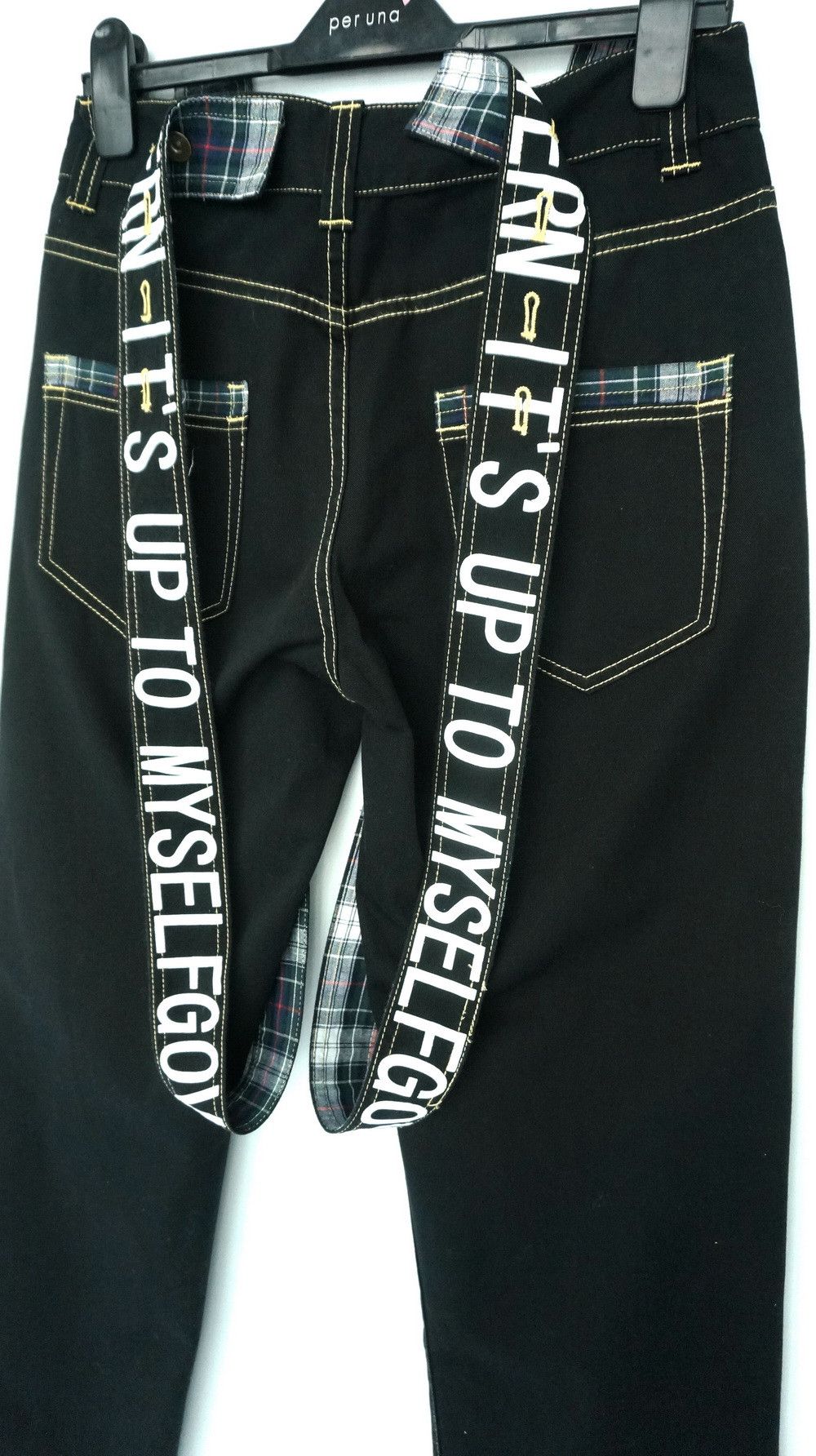 Japanese Brand SORRIDERE Detachable Spell Out Suspender Black Pants Size US 30 / EU 46 - 2 Thumbnail