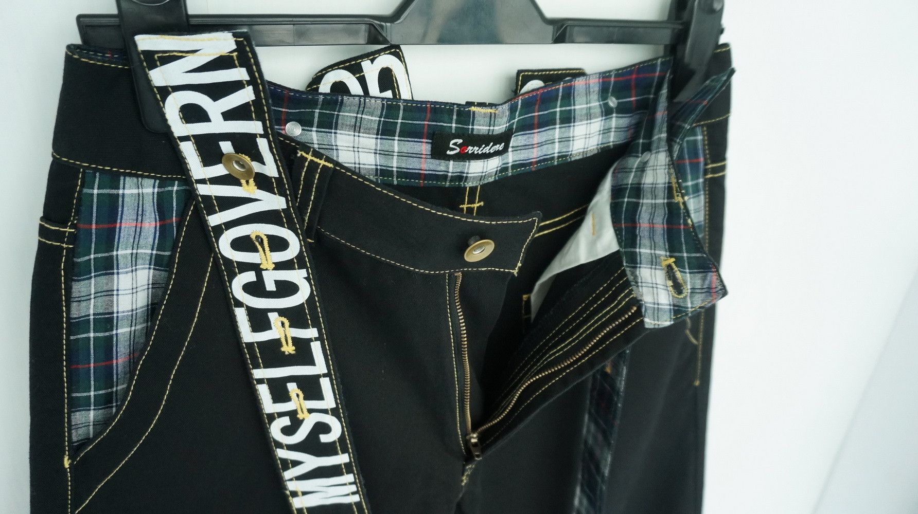 Japanese Brand SORRIDERE Detachable Spell Out Suspender Black Pants Size US 30 / EU 46 - 5 Thumbnail