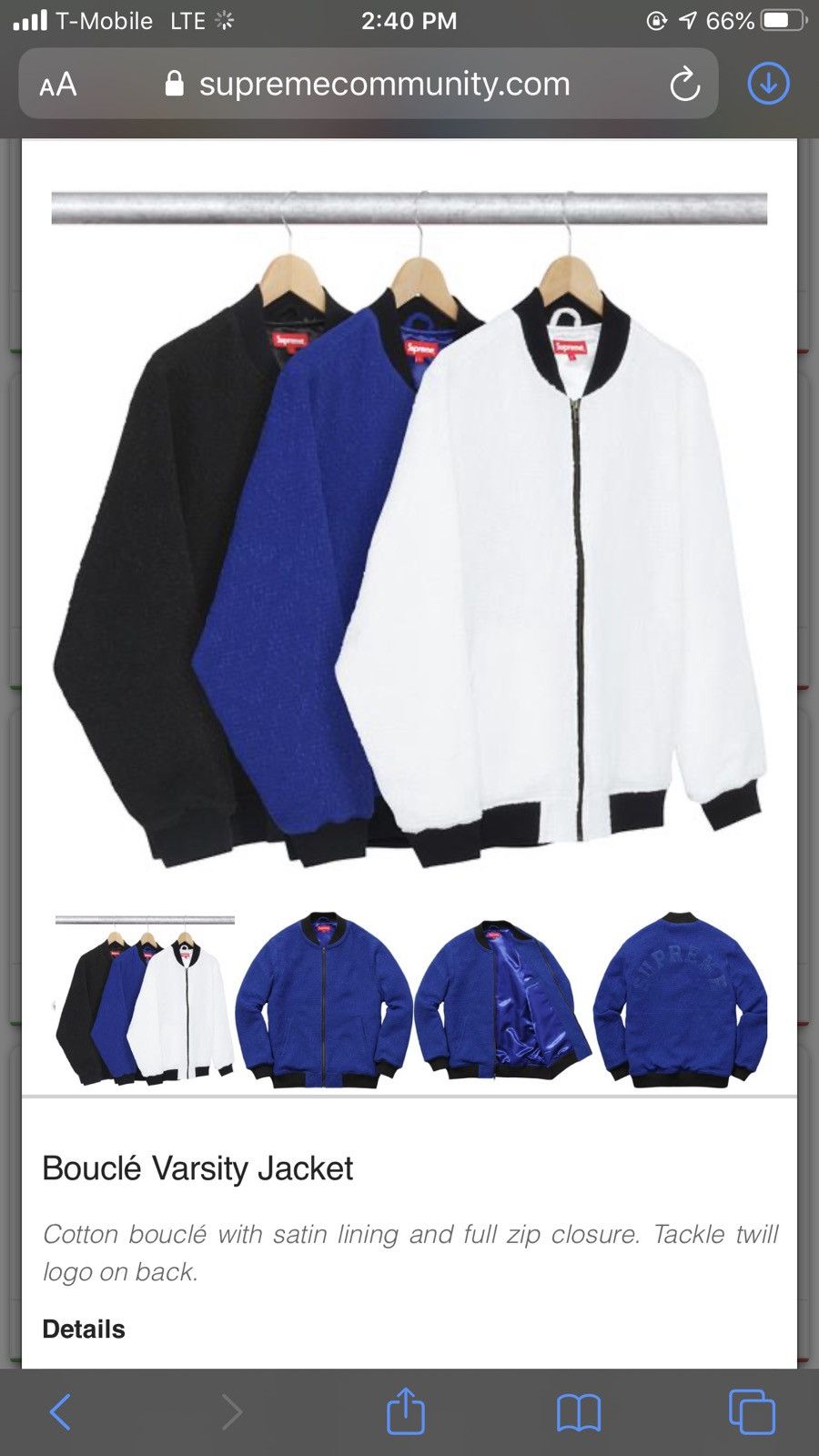 Supreme Supreme Boucle Varsity Jacket s/s 2016 ss16 box logo Size US XL / EU 56 / 4 - 6 Thumbnail
