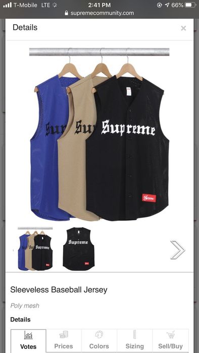 Supreme Supreme Sleeveless Baseball Jersey s/s 2016 ss16 box logo