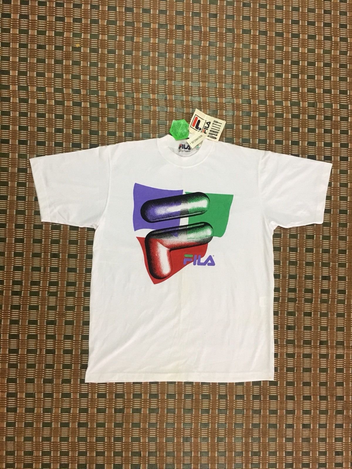 Fila Vintage 90s Fila tshirt big logo new old stock tag sticker Size US XL / EU 56 / 4 - 1 Thumbnail