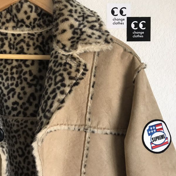 Supreme Supreme Reversible Faux Suede Leopard Coat Tan Jacket Rare