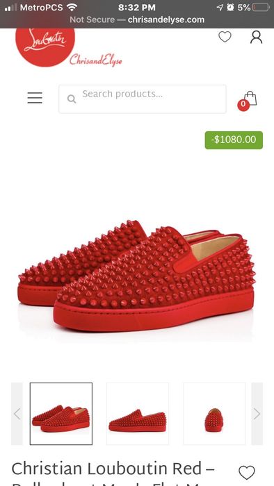Louboutin yacht on sale spikes flat calf