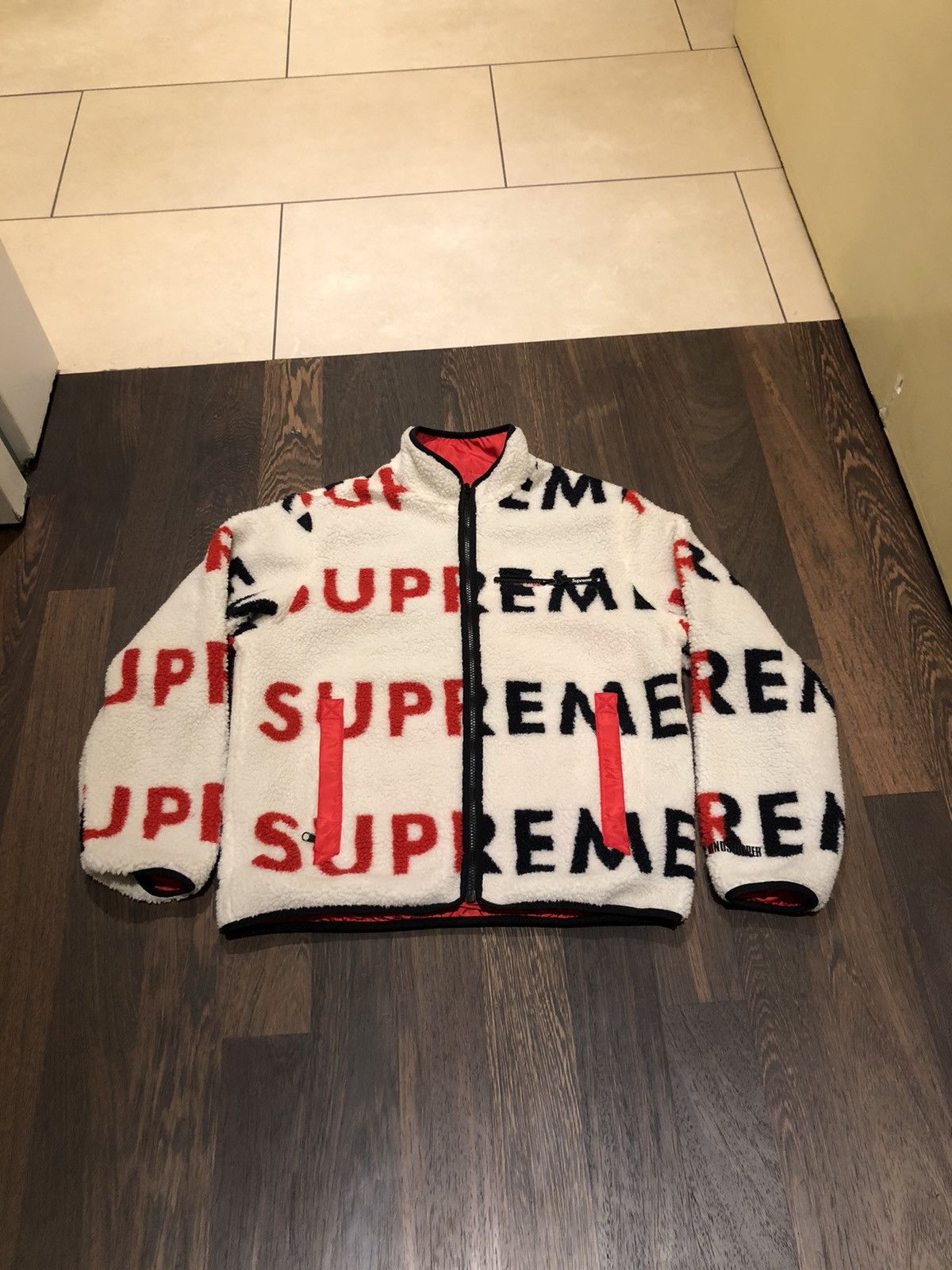 Supreme Reversible Logo Fleece Jacket | Grailed