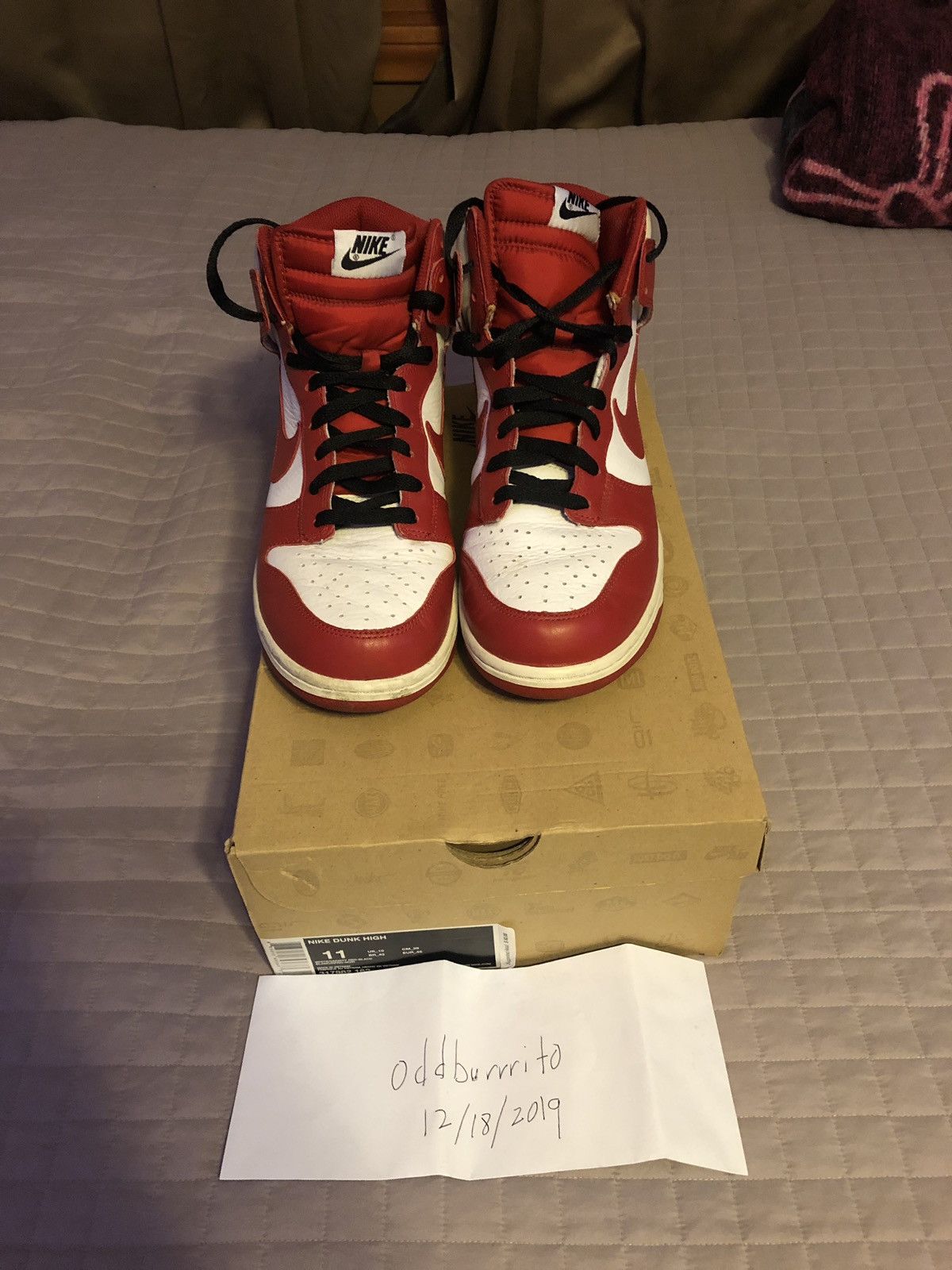 dunk high white varsity red