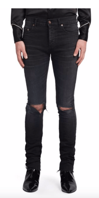 Saint Laurent Paris RARE Black Distressed Skinny Jeans CRASH DENIM
