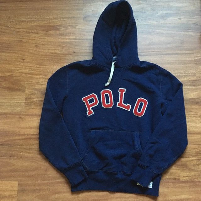 Navy blue and red polo hoodie hotsell