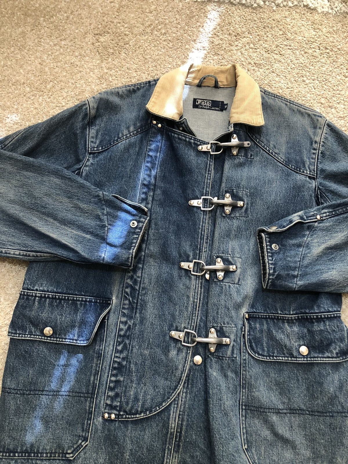 Polo Ralph Lauren Vintage Fireman Buckles Denim Jacket Blue
