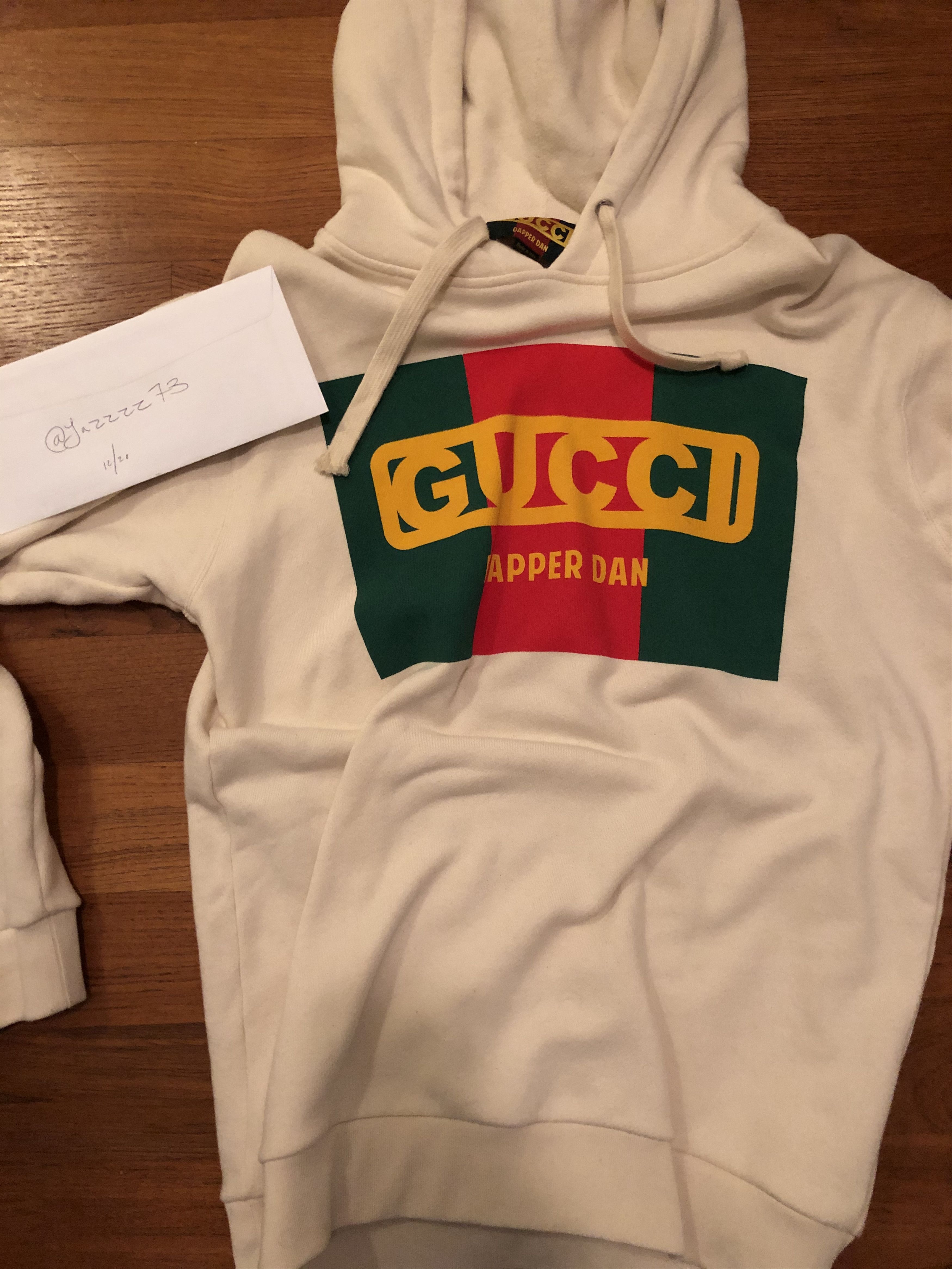 Gucci Cream Dapper Dan Logo Print Cotton Hoodie M