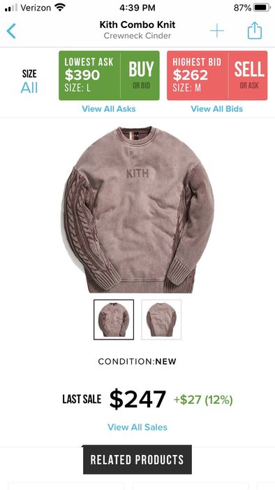 Kith Kith Combo Knit Crewneck Cinder | Grailed