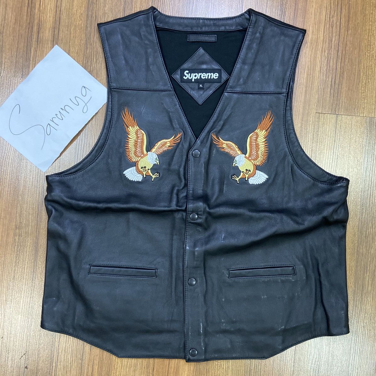 トップス Supreme 18SS Eagle Leather Vest Supreme eagle leather