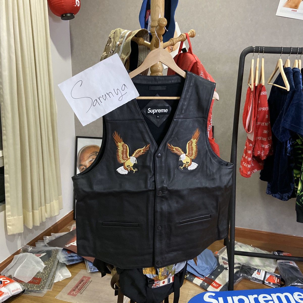 シュプリームSupreme 18SS Eagle Leather Vest　M Supreme-Eagle-Leather-Vest-