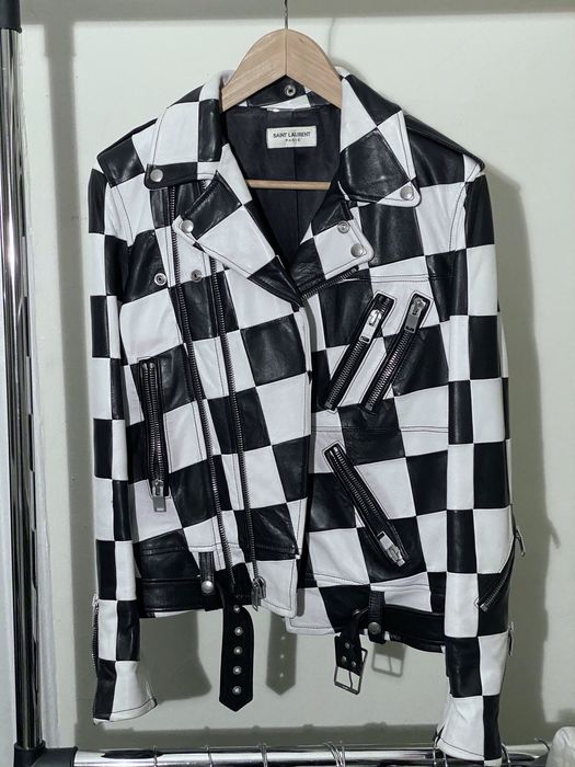 Saint Laurent Paris Unique checkered Hedi Leather jacket Grailed