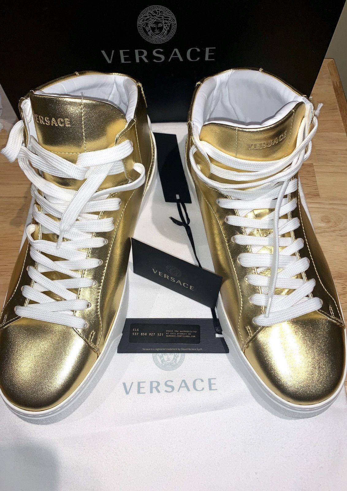 White versace high tops sales