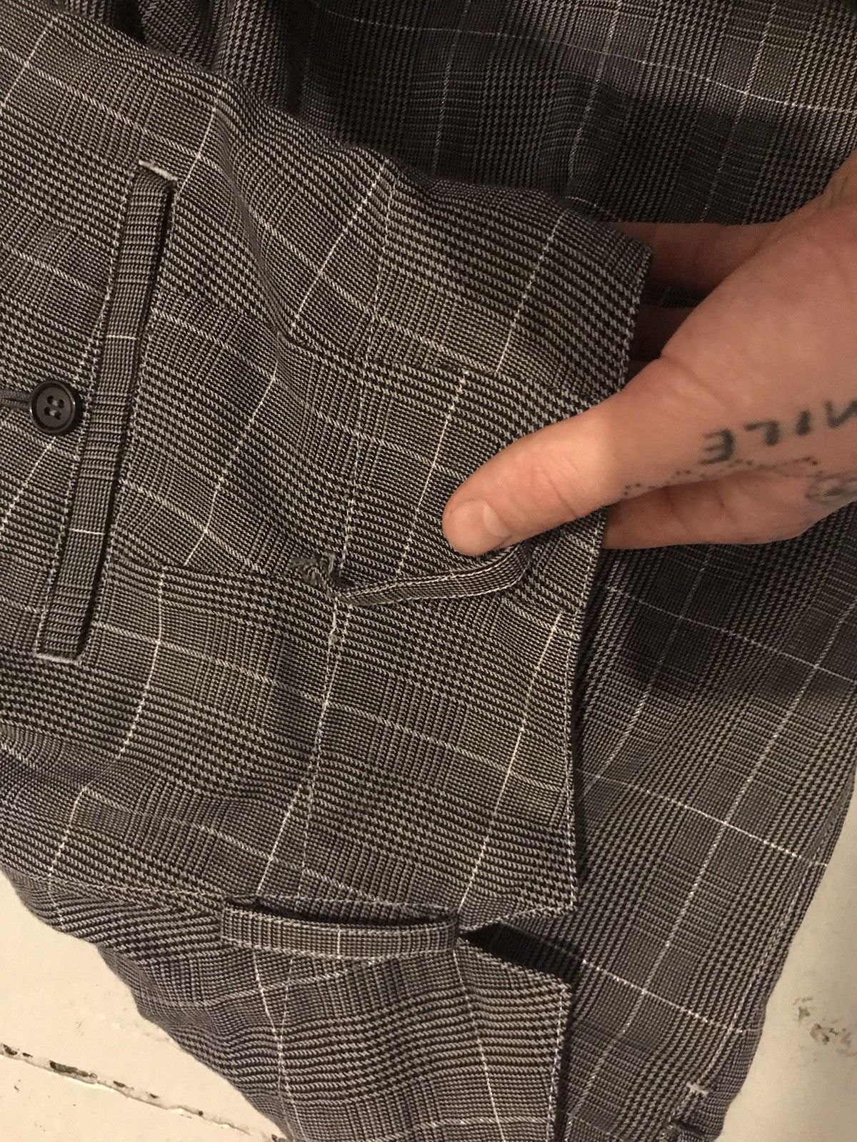 Sulvam Plaid Grey Baggy wide Wool pant Size US 30 / EU 46 - 3 Thumbnail