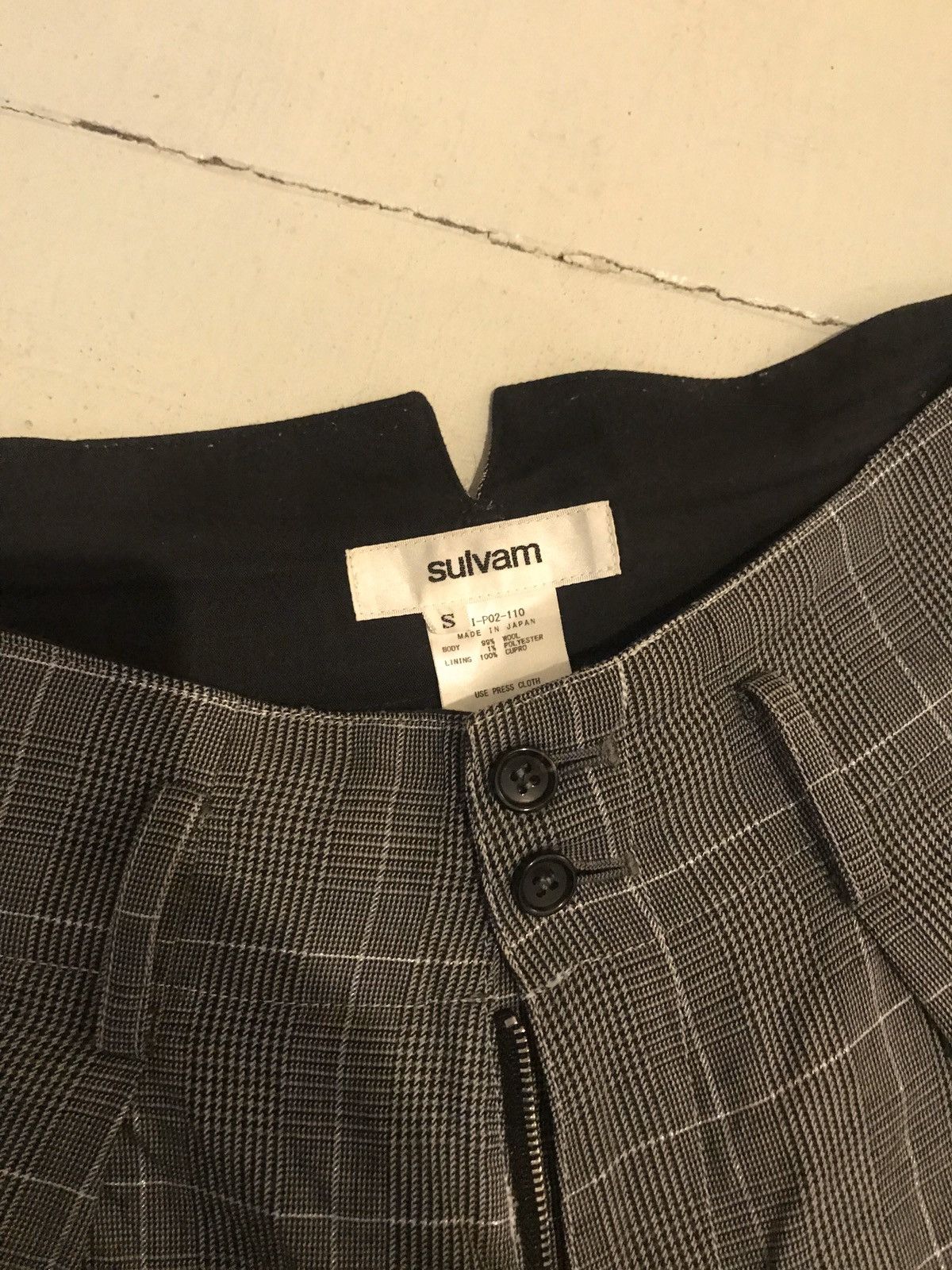 Sulvam Plaid Grey Baggy wide Wool pant Size US 30 / EU 46 - 2 Thumbnail
