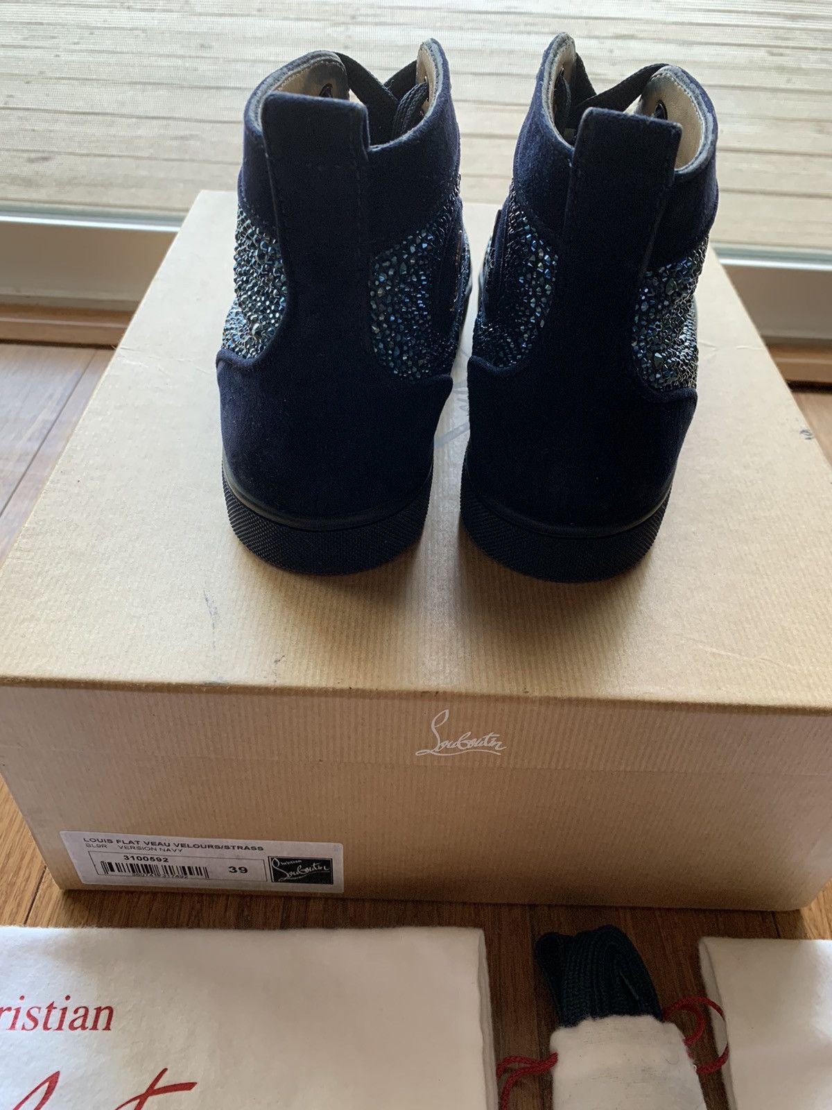 Christian Louboutin Christian Louboutin Strass Navy Blue Size US 6.5 / EU 39-40 - 2 Thumbnail