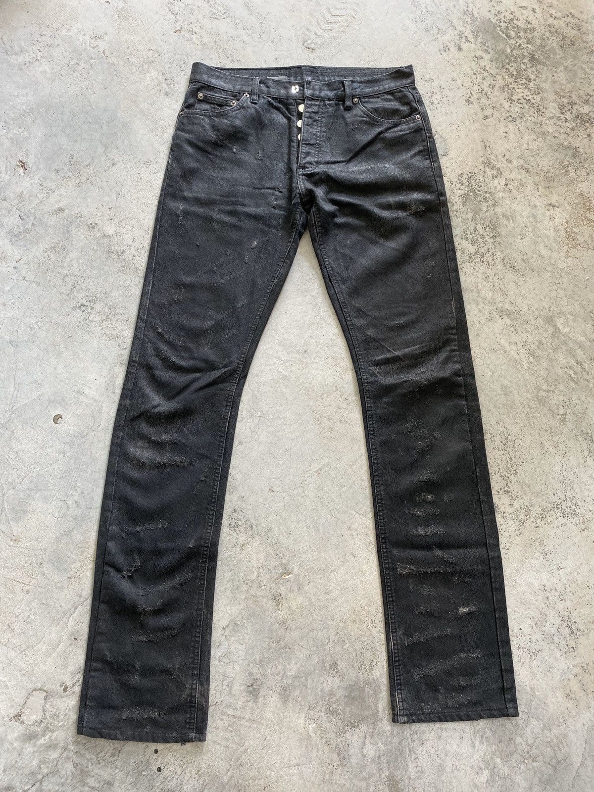 Dior dior ss04 waxed destroyed denim | Grailed
