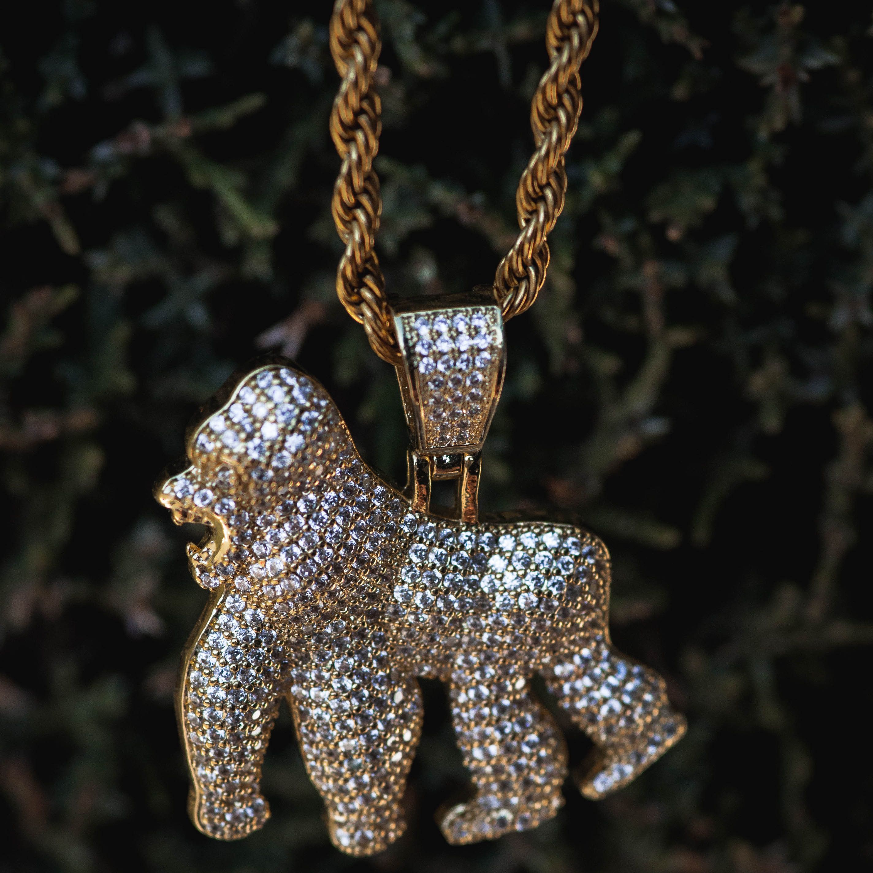 Other 18k Yellow Gold Diamond Gorilla Pendant Chain Necklace Size ONE SIZE - 2 Thumbnail