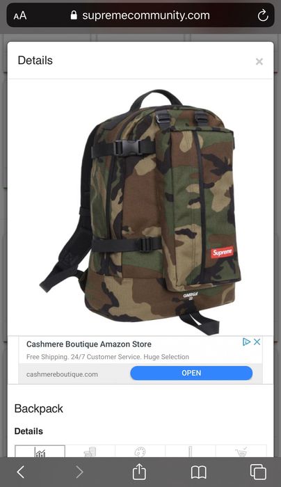 Supreme hot sale ss12 backpack