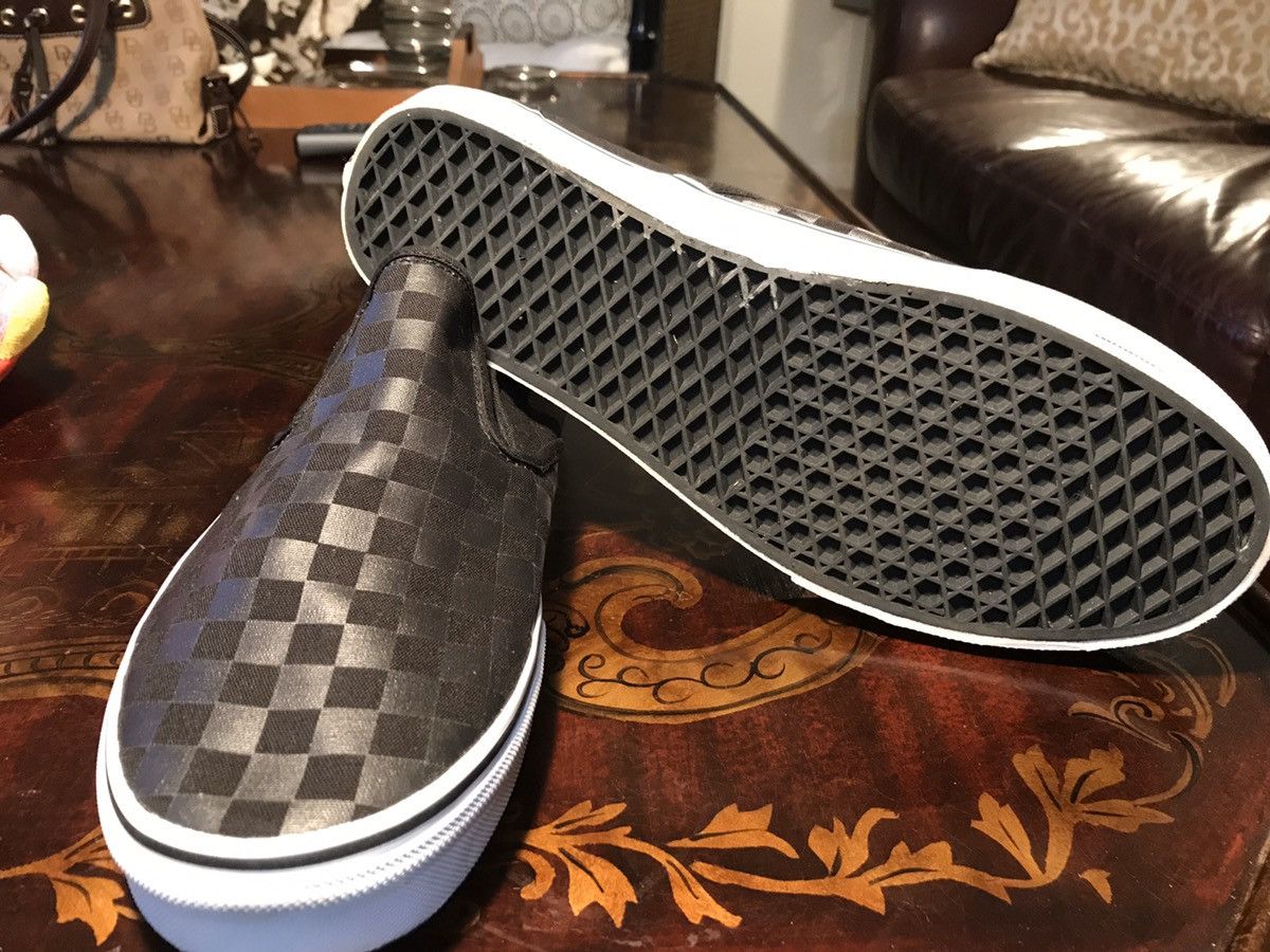 Vans Vans size 14 slip on black on black checkered Grailed