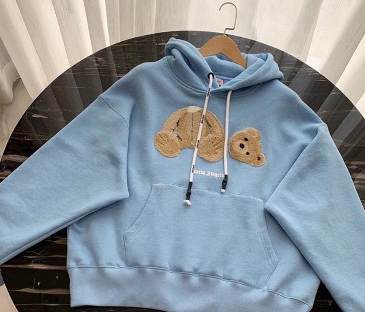 Baby Blue Bear Hoodie by Palm Angels