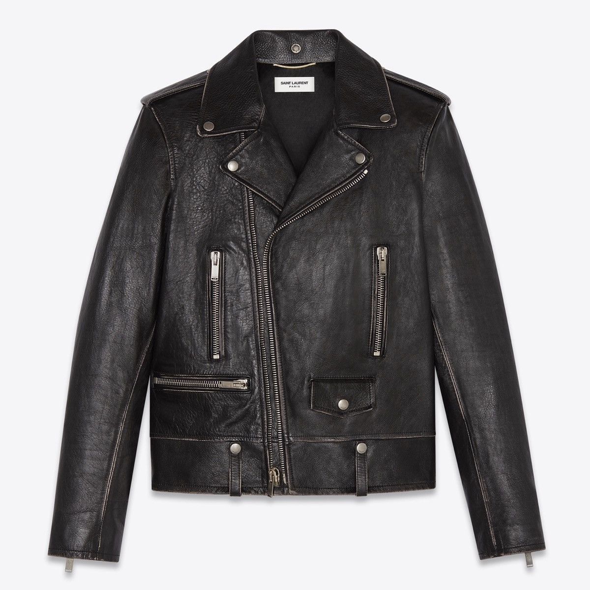 Saint Laurent Paris L01 BIRD JACKET IN VINTAGE COARSE GRAIN CALFSKIN LEATHER Grailed