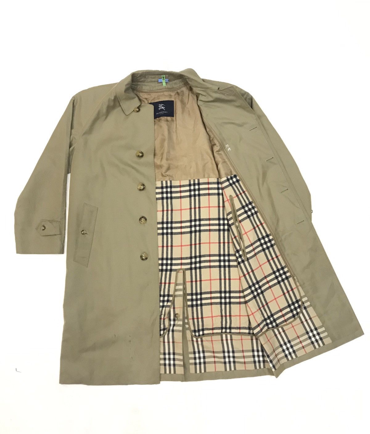 BURBERRY LONDON NOVA CHECK TRENCH COAT WOOL LINING SIZE L
