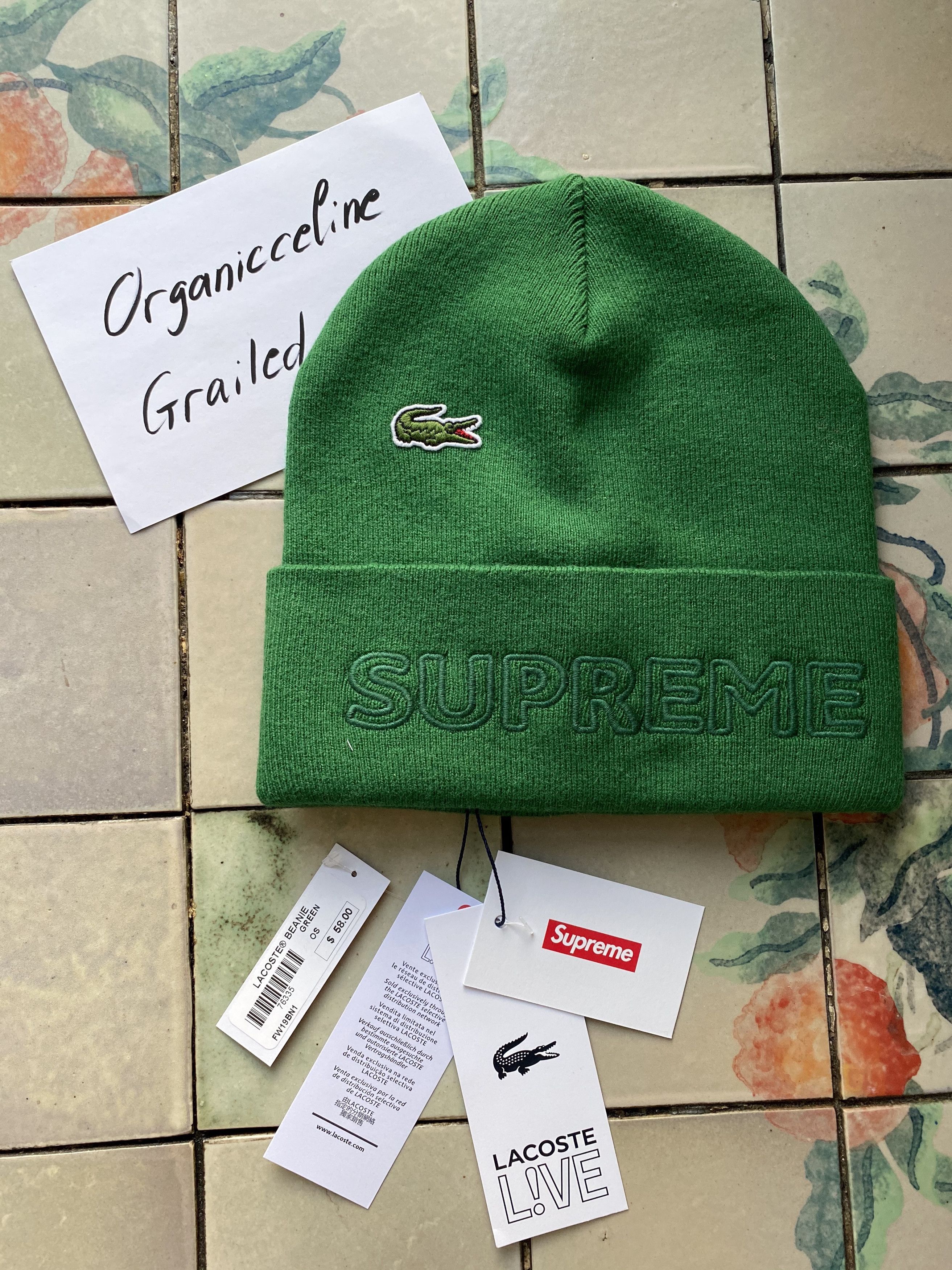 supreme/Lacoste beanie ブラック-