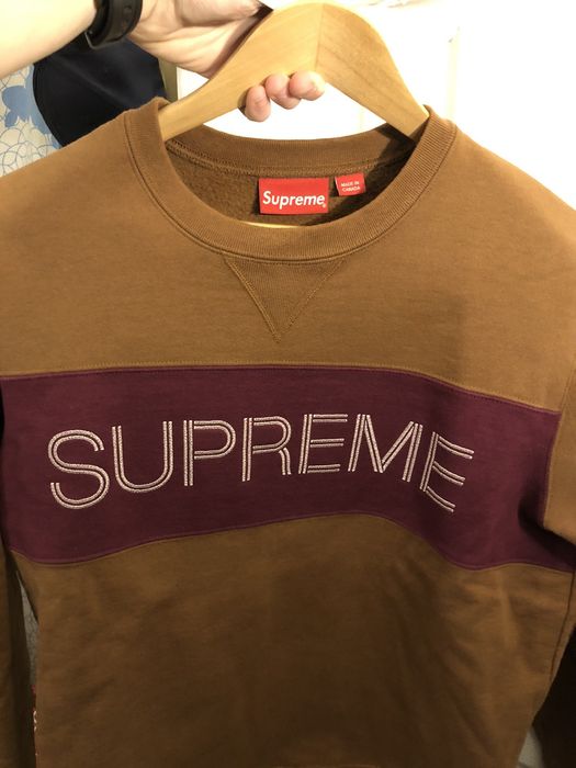 Supreme Supreme Crewneck, stitched logo brown and purple | Grailed